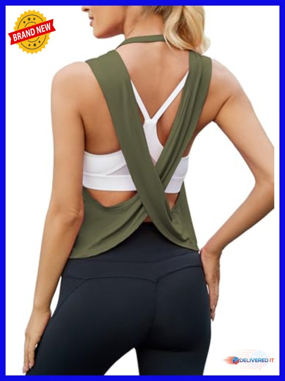 Open Back Crop Tank Top Loose Fit Sleeveless Athletic Muscle Tank